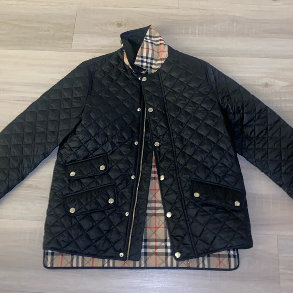 Big kids black Burberry coat